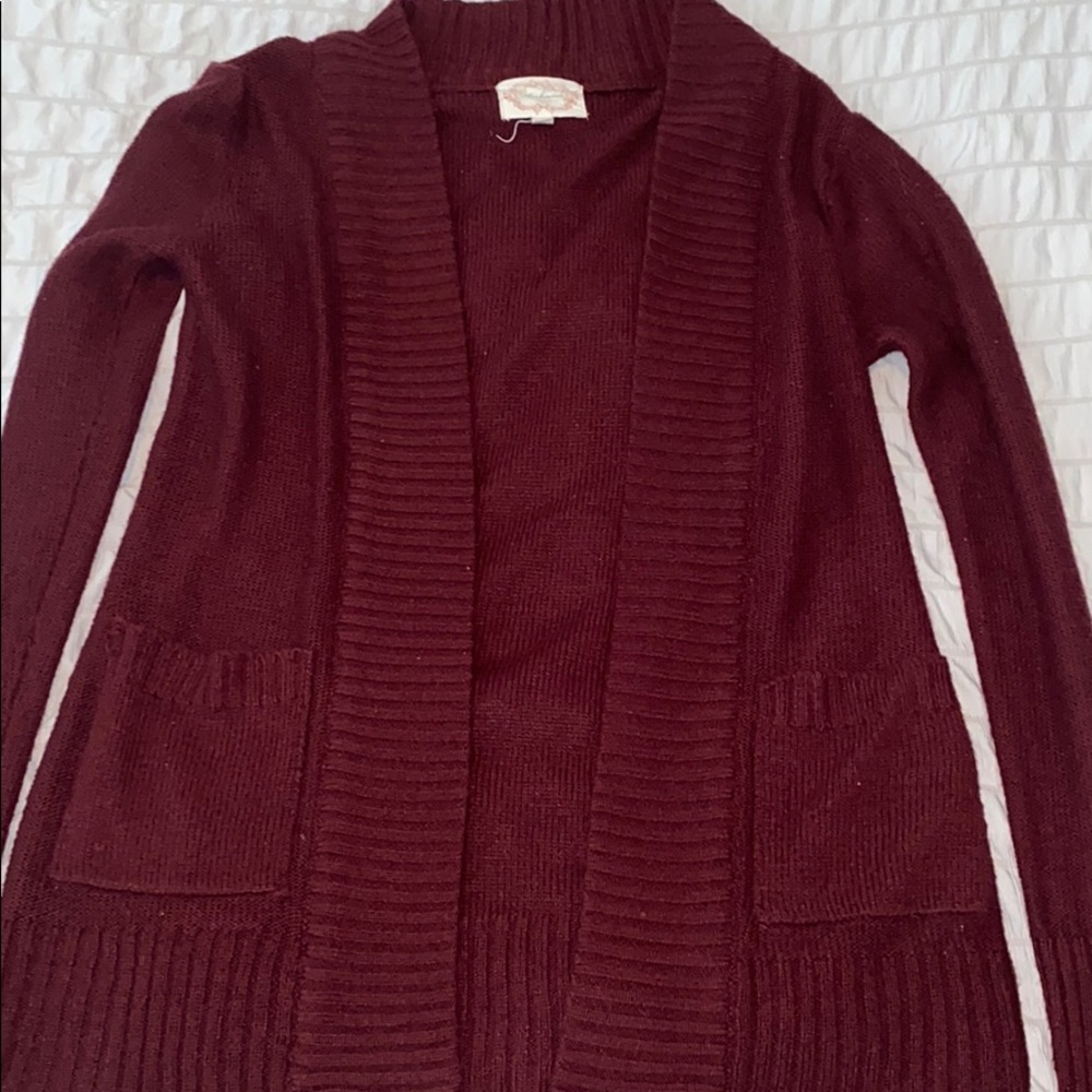 Red cardigan with pockets